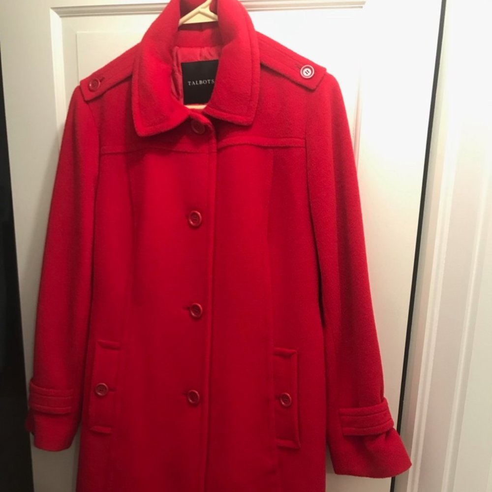 Winter wool coat, LX, Talbots, Red